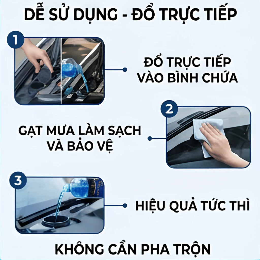 Nước Rửa Kính Ô Tô SUPER CLEAR - Sạch Bóng, Không Đóng Cặn, Phù Hợp Mọi Dòng Xe Hơi - Chai 1L - 6