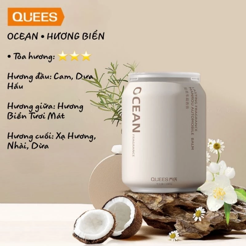 Sáp nước hoa Ô Tô QUEES CUP cao cấp - Khử mùi nội thất xe hơi - Thơm dịu nhẹ - Chống say xe - Sáp thơm ô tô - 4
