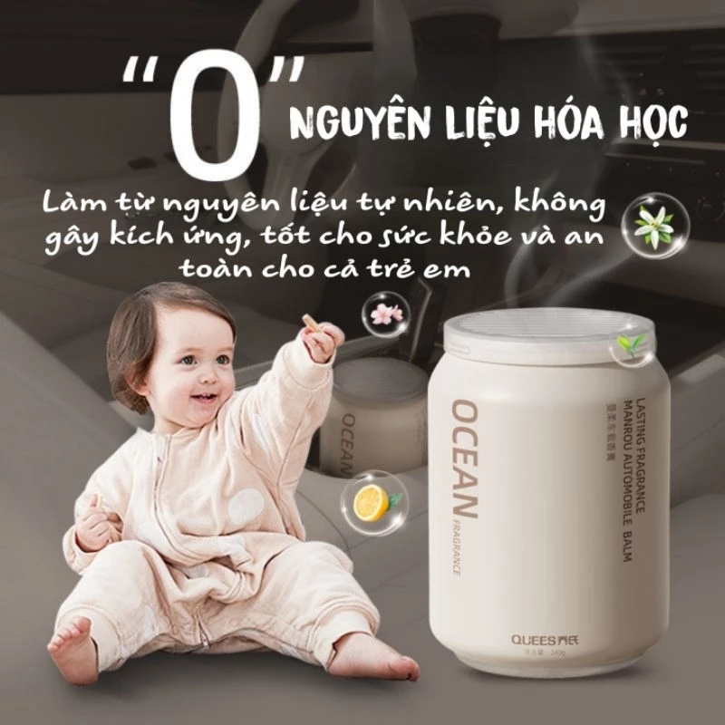 Sáp nước hoa Ô Tô QUEES CUP cao cấp - Khử mùi nội thất xe hơi - Thơm dịu nhẹ - Chống say xe - Sáp thơm ô tô - 6