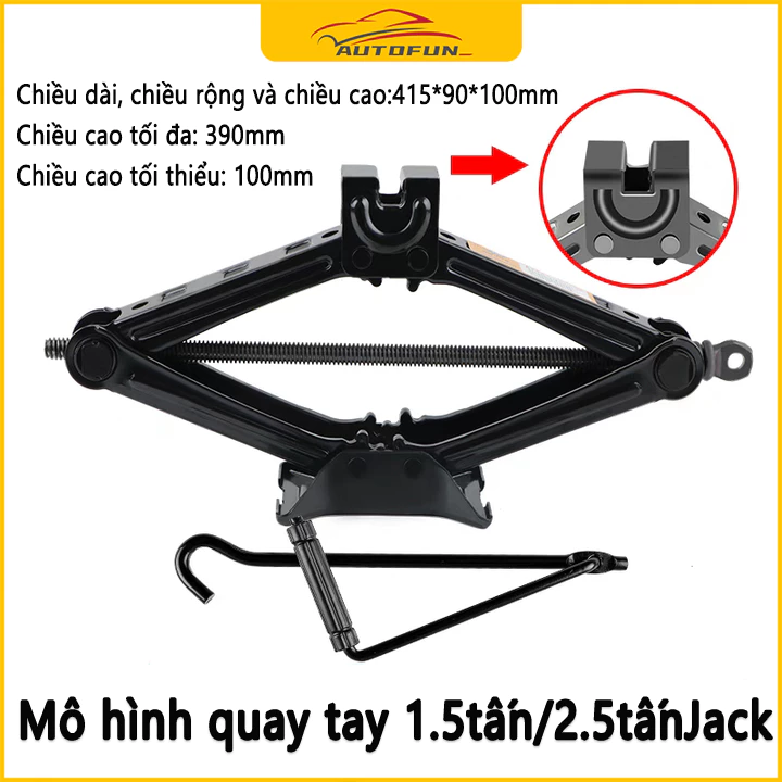 Bộ Kích Gầm Ô Tô, Kích Thay Lốp Cho Xe Hơi Có Đòn Bẩy Nâng Gầm Dễ Dàng Trọng Tải 1.5/2.5 Tấn