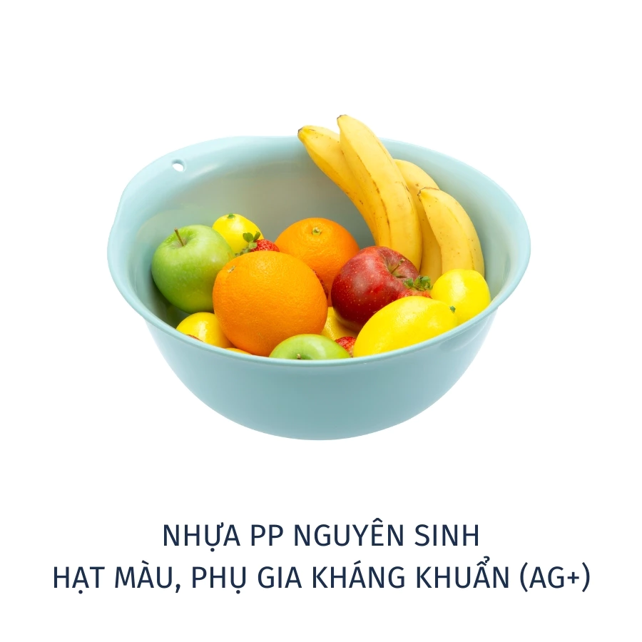 Bộ thau rổ nhựa inochi cao cấp Yoko chính hãng, rổ to kèm thau đựng rửa rau tiện lợi, an toàn, kháng khuẩn - 5