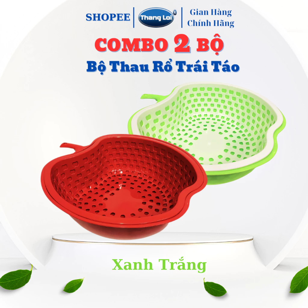 Combo 2 Bộ Thau Rổ Đựng Rau Củ Trái Cây Size Lớn Hình Trái Táo dành cho nhà hàng, quán ăn Thắng Lợi - 2