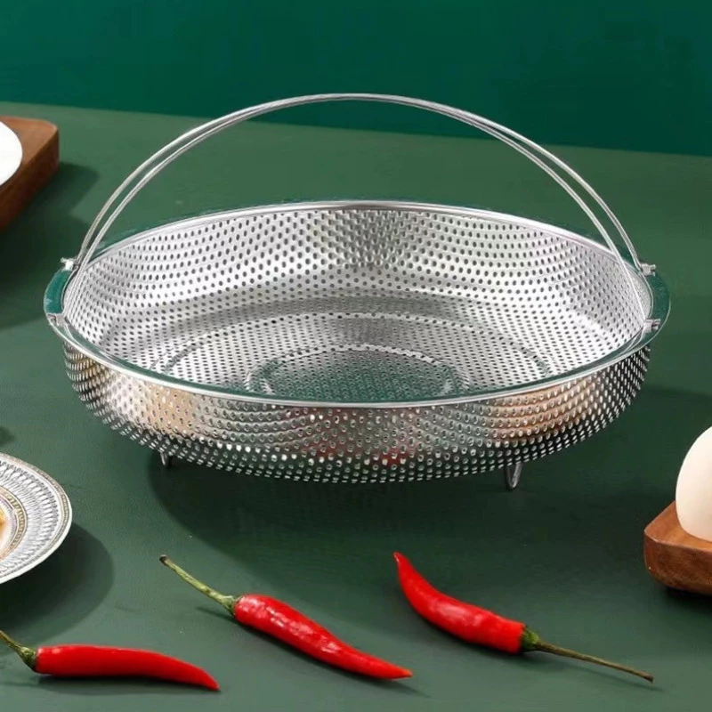 Rổ Hấp Bằng Thép Không Gỉ Đa Chức Năng Có Tay Cầm Cho Nhà Bếp 20cm (H60)
