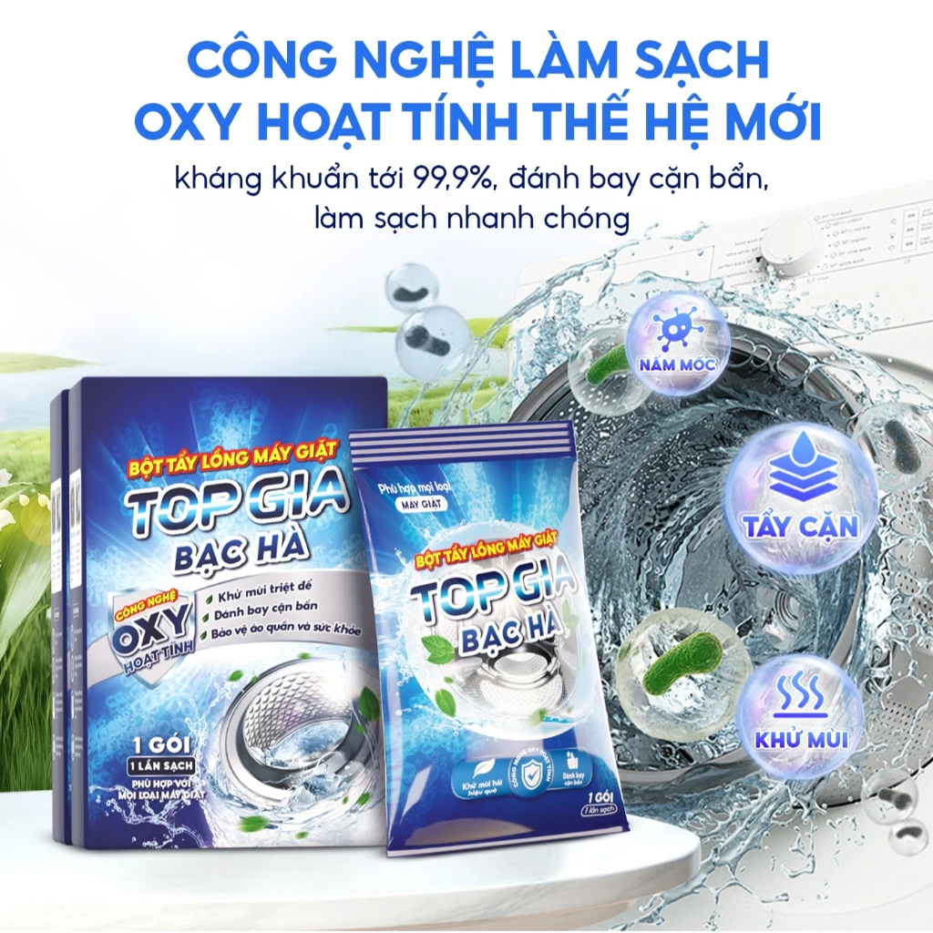 Bột Tẩy Lồng Máy Giặt TOPGIA Gói 125gram Khử Mùi, Làm Sạch Cặn Bẩn, An Toàn Bảo Vệ Máy Giặt - 2