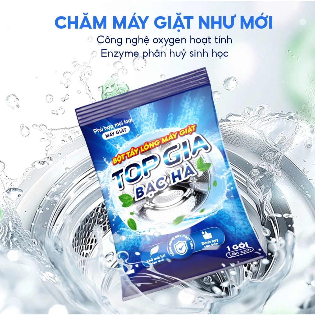 Bột Tẩy Lồng Máy Giặt TOPGIA Gói 125gram Khử Mùi, Làm Sạch Cặn Bẩn, An Toàn Bảo Vệ Máy Giặt - 3