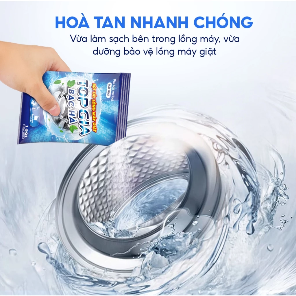 Bột Tẩy Lồng Máy Giặt TOPGIA Gói 125gram Khử Mùi, Làm Sạch Cặn Bẩn, An Toàn Bảo Vệ Máy Giặt - 4