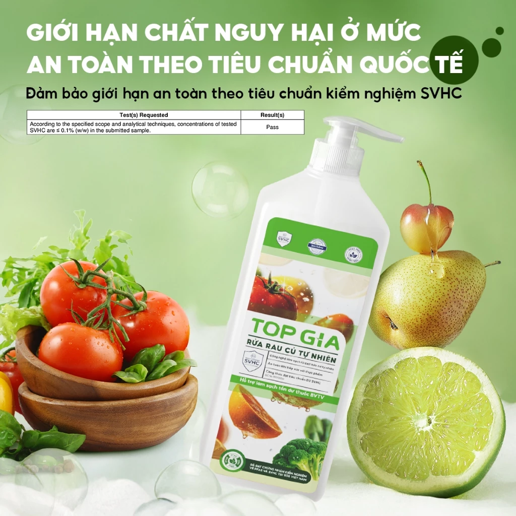 Nước Rửa Rau Củ TOPGIA Dung Tích 1300ml Làm Sạch Thực Phẩm, An Toàn, Không Dư Lượng - 3
