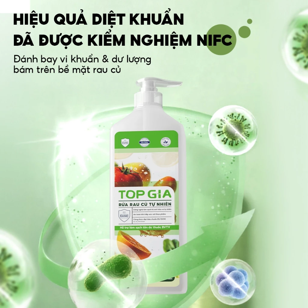 Nước Rửa Rau Củ TOPGIA Dung Tích 1300ml Làm Sạch Thực Phẩm, An Toàn, Không Dư Lượng - 4