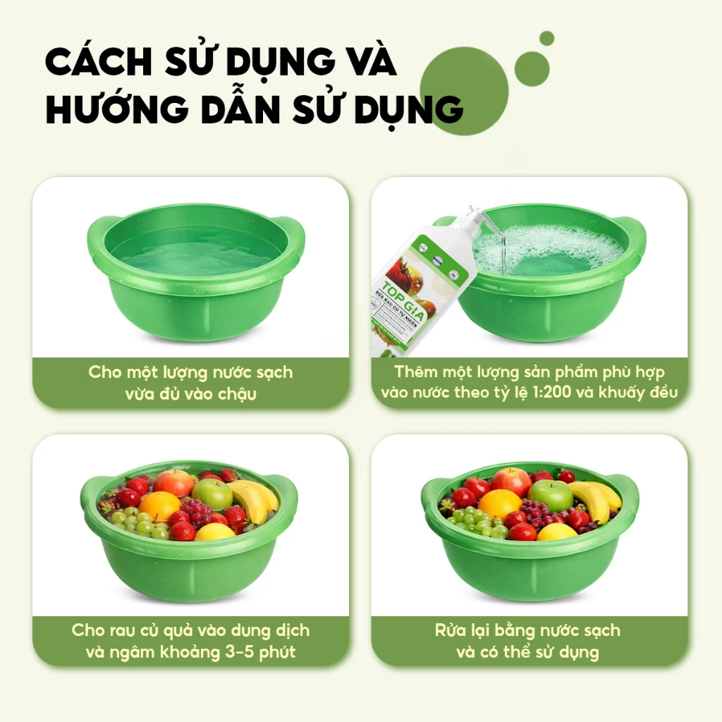 Nước Rửa Rau Củ TOPGIA Dung Tích 1300ml Làm Sạch Thực Phẩm, An Toàn, Không Dư Lượng - 6
