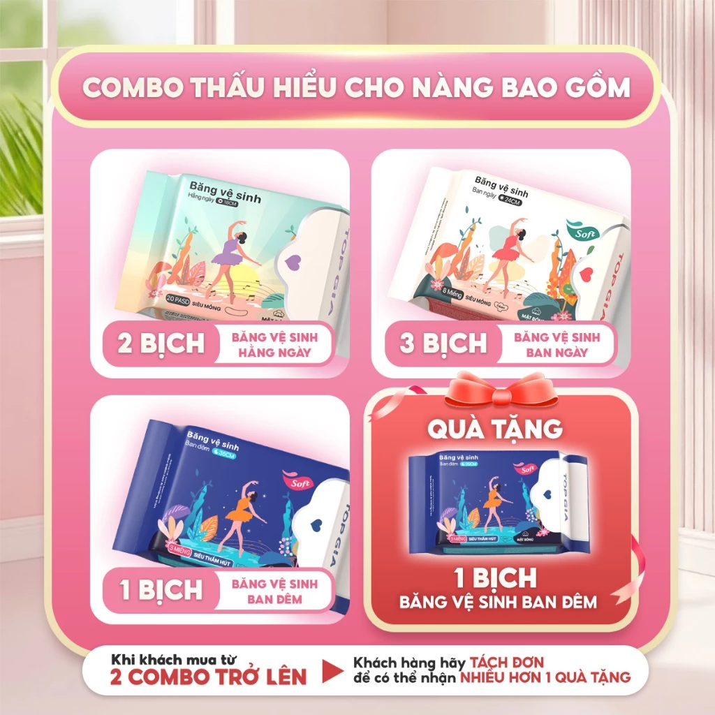 [Combo Thấu Hiểu] Băng Vệ Sinh TopGia Siêu Mỏng Nhẹ, Thấm Hút Cực Nhanh, Khử Mùi Kháng Khuẩn - 2