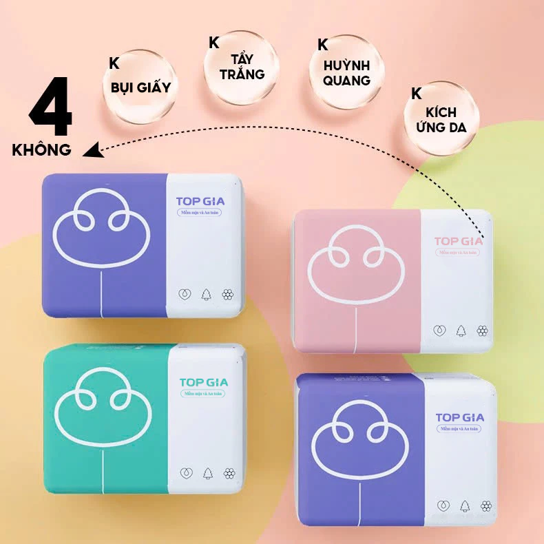 Thùng 30 gói giấy ăn rút Topgia 3 màu cao cấp 4 lớp dày dặn, mềm mịn, thùng 16/36/40/46/10 gói - 2