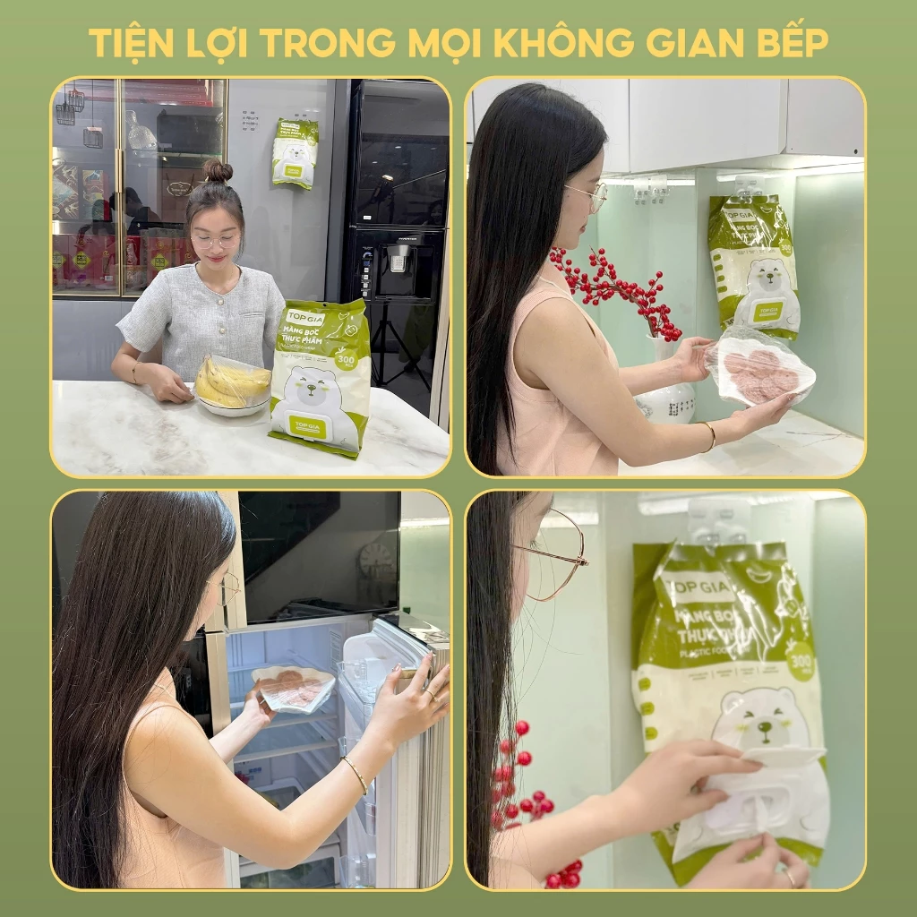 Túi màng bọc thực phẩm chất liệu PE treo tường dạng rút TopGia, tiện lợi, có chun co dãn siêu dai - 6
