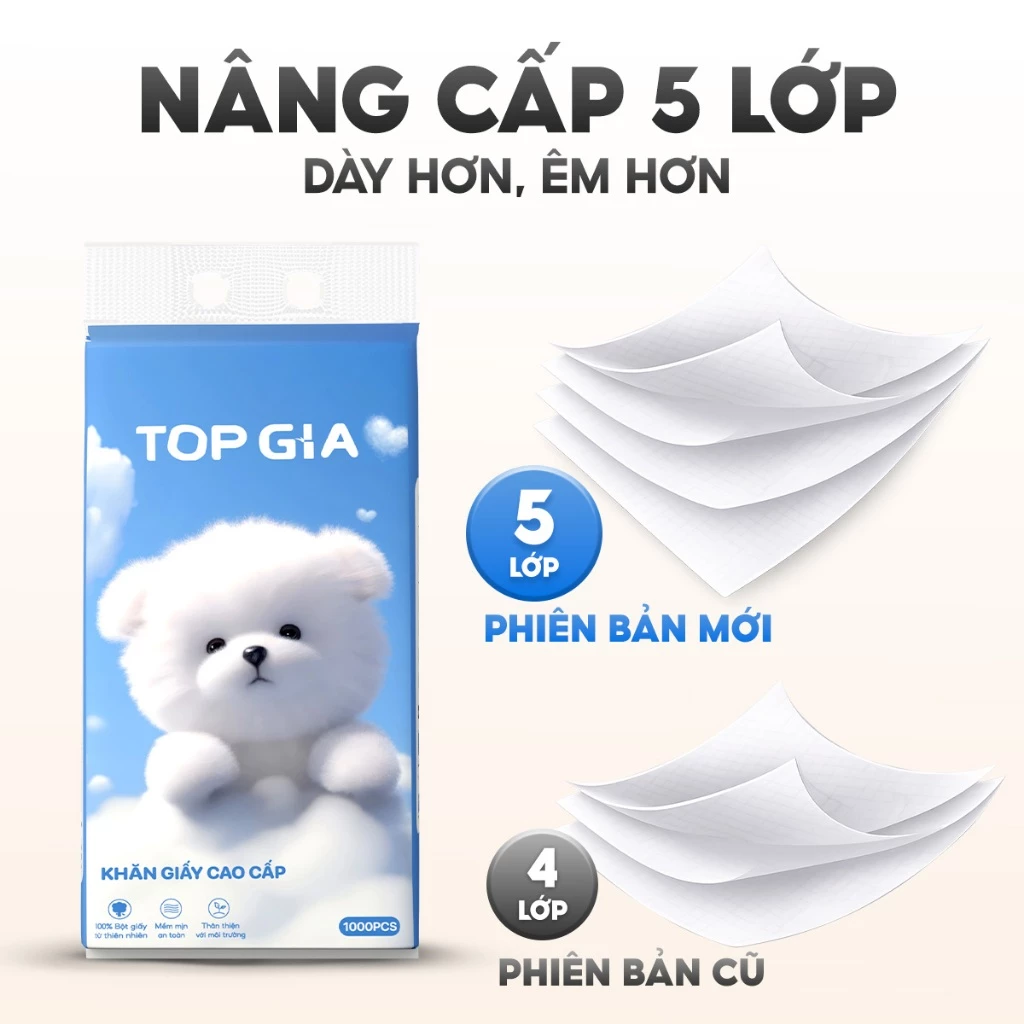 Khăn giấy treo tường Top Gia thùng 6, thùng 10 bịch GiaGia 1000 tờ làm từ bột giấy từ thiên nhiên - 4