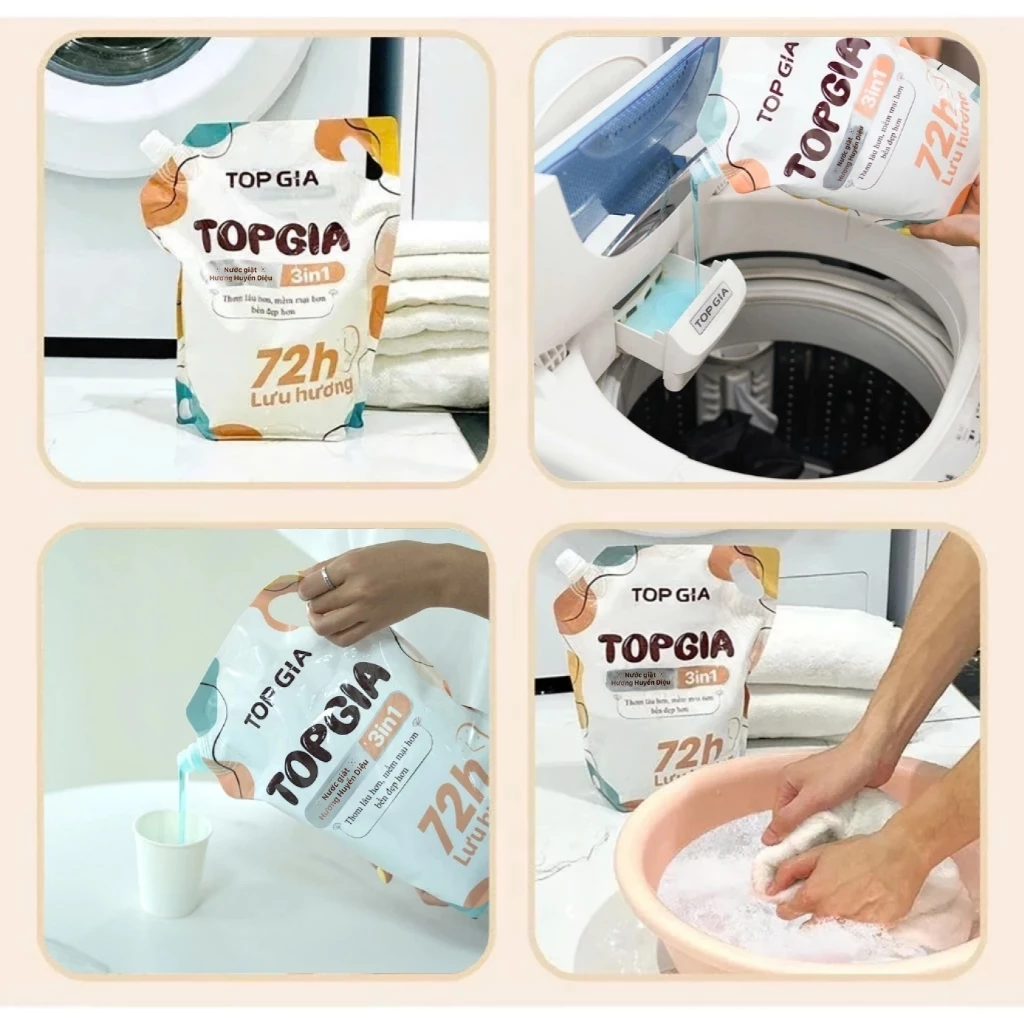 [MUA 4L TẶNG 4L] Nước Giặt Xả TopGia 3in1 Hương Huyền Diệu An Toàn Dịu Nhẹ, Lưu Hương 72H, Túi 2L - 5