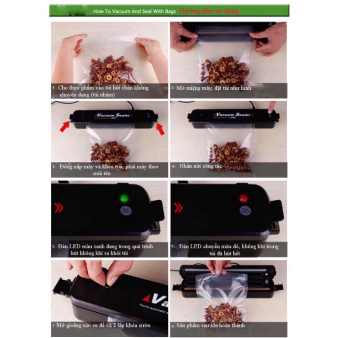 Máy Hút Chân Không Thực Phẩm Kèm Hàn Miệng Túi Vacuum Sealer ( tặng 10 túi hút ) - 2