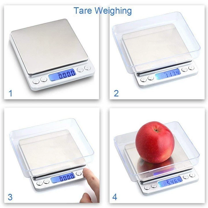 Cân tiểu ly điện tử , cân điện tử nhà bếp 3kg tặng kèm khay đựng đồ và 2 viên pin AAA New - 5
