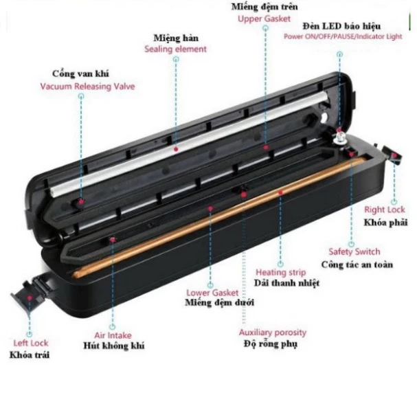 Máy hút chân không thực phẩm Vacuum Sealer- hút không khí triệt để, giữ môi tường chân không lý tưởng bảo quản thức ăn - 4