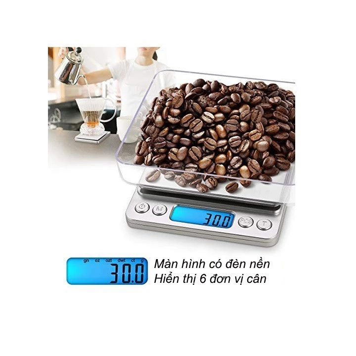 Cân tiểu ly điện tử , cân điện tử nhà bếp 3kg tặng kèm khay đựng đồ và 2 viên pin AAA - C2 - 6